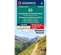 KOMPASS Wander-Tourenkarte Europäischer Fernwanderweg E5 Alpenüberquerung vom Bodensee bis Verona 1:50.000: Leporello Karte, reiß- und wetterfest: 2558