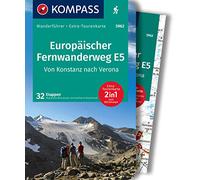 KOMPASS Wanderführer Europäischer Fernwanderweg E5, Von Konstanz nach Verona, 32 Etappen mit Extra-Tourenkarte: GPS-Daten zum Download: 5962