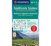 KOMPASS Wanderkarte Südtirols Süden, Bolzano Vigneti e Dolomiti, Val di Cembra, Val di Fiemme 1:50 000: 5in1 Wanderkarte mit Panorama, Aktiv Guide und ... KOMPASS-App. Fahrradfahren. Skitouren.: 74