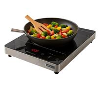 KOMPATIC KFE 20T Piastra ad Induzione Portatile, Piano Cottura elettrica, 2000W, Finitura Acciaio Inox, 10 Livelli di Potenza, Timer, Blocco di Sicurezza