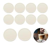 KOMUNJ 10 sottobicchieri in silicone, sottobicchieri in vetro, design rotondo, antiscivolo e isolati, per bevande, tazze, bar, vetro, sottobicchieri in silicone, colore bianco e grigio