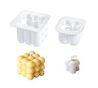 KOMUNJ Stampo in silicone antiaderente Bubble Candle per candele fai da te 3D Ball Cube per la produzione di candele profumate Soy Cera sapone fatto a mano ecc (1 pezzo M + 1 pezzo S)