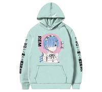 KONDZ Anime Re:Zero Iniziare La Vita da Zero nel Nuovo Mondo Re:Zero REM Uomo Donna Felpa con Cappuccio Pullover Hip Hop Felpa con Cappuccio