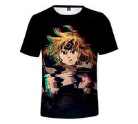 KONDZ I Sette Peccati Capitali Logo T-Shirt Anime di Grandi Dimensioni 3D Stampa Moda Tee Casual Sportswear T-Shirt di Grandi Dimensioni Uomo Donna Tee Top