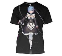 KONDZ Nuovo 3D Manica Corta Anime Re: Zero Twin RAM REM Cosplay Maglietta Harajuku Maid Outfit T-Shirt Moda Uomo Donna Camicia