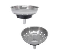 KONE 2 filtri di ricambio per lavello da cucina, per scarichi standard da 3-1/2 pollici, in acciaio inox spazzolato, pomello centrale in metallo con tappo in gomma