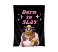 Konern Arazzo con scritta "Born to Slay" per camera da letto, soggiorno, decorazione artistica per feste Shrek, 9 x 1,2 m (stampa uplex, poliestere 150D luminoso e vivace, design con occhielli in