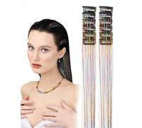KONFEN 12 Pezzi Extension Capelli Clip Tinsel Hair Glitter, 50 CM Ciocche Brillantini per Donna, Strisce Estensioni Orpelli, Accessori Capelli Glitterati Quotidiano Creative Acconciature Colorato