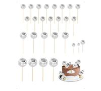 KONFEN 24 Pezzi Palla Discoteca per Torte, Set Mini Disco Ball Argento 2.5/3/4 cm con Stuzzicadenti, Palline Specchiate Decorazioni Torta Palline da Discoteca per Festa Compleanno Musica Anni 70 80 90