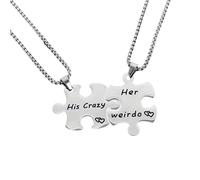 KONFEN 2PCS Collane di Coppia Abbinate, Set di Collane Personalizzate in Acciaio Inossidabile con Suo E Il Suo Pezzo Di Puzzle Collana Ciondolo, Collane Abbinate con Catena di Ciondoli Regolabile