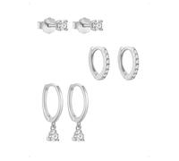KONFEN 3 Paia Orecchini e Orecchio A Bottone Set Donna, Orecchini Cerchio Piccoli Piercing Helix Con Zirconi Brillanti Pendenti, Impilabile Lpoallergenico Orecchio Cartilagine Gioielli Regalo Argento