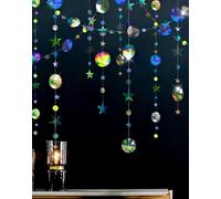 KONFEN 52 Piedi Ghirlanda di Carta Glitterata, 4 Pezzi Preassemblaggio Puntini e Stelle di Carta da Appendere Scintillante, Ghirlanda Sospesa in Carta Iridescente, Per Matrimoni, Compleanni, 16M