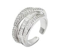 KONFEN Anelli Regolabile Donna, Anello Argento con Zircone, Aperto Anello Mignolo Donna Anello Pollice Retro Anelli Uncharted Geometrico Semplice per Ragazza, Gioielleria Regalo di Compleanno