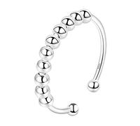 KONFEN Anello Antistress Argento 925, Anxiety ring Donna con Perline Regolabile, Aperto Rotante Anello Sottile Regali per Donna Uomo Ragazza Figlia Mamma Moglie Unisex