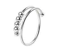 KONFEN Anello Argento 925, Anello Antistress Donna con Perline Regolabile, Aperto Rotante Anello Sottile Regali per Donna Ragazza Figlia Mamma Moglie