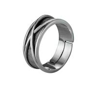KONFEN Anello Crossover Uomo, Vichingo Anelli Regolabile Intagliati per Uomo Materiale Ipoallergenico, Struttura Unica Anelli Aperti Hip Pop Vintage Gioielli Classici Punk Gotici da Uomo, Argento