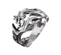 KONFEN Anello del Drago Uomo, Vichingo Anelli Regolabili Intagliate per Uomo Materiale Ipoallergenico, Vintage Hip Pop Open Anelli Gothic Punk Classic Unique Texture Gioielli da Uomo, Argento