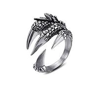 KONFEN Anello Donna Uomo Argento, Anello Artiglio di Drago Anelli Regolabile, Aperto Anello Mignolo Donna Anello Pollice Retro Vichingo Anelli per Uomo Ragazza, Gioielleria Regalo di Compleanno
