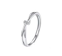 KONFEN Anello Regolabile da Donna in Argento 925 con Zircone, Fedine Sottili Mignolo Pollice Veretta Solitario Uncharted, Gioielleria Semplice, Regalo per Ragazza