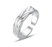 KONFEN Anello Uomo, Vichingo Intagliati Regolabile, Anelli Aperti Vintage Hip Pop Gothic Punk Classic Gioielli dalla Struttura Pollice Mignolo Unica, Argento