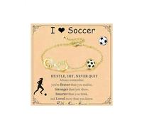 KONFEN Bracciale Donna, Catena Placcata Oro 14 Carati Regolabile, con Simbolo Infinito e Pallone da Calcio, Con Carta Regalo, Gioielli da Regalo di Compleanno per Appassionati di Calcio, Oro, A