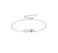 KONFEN Bracciale Donna Infinito Cuore Placcato Argento 925, Acciaio Inox Braccialetto Regolabile Blu Cuore Simbolo Dell'infinito con Zirconi, Bracciali Gioiello Abbinato Elegante Ragazze, Argento
