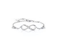 KONFEN Bracciale Donna Infinito Cuore Placcato Oro Bianco, Acciaio Inossidabile Braccialetto Regolabile Cuore Decorazioni Simbolo Dell'infinito Zirconi, Bracciali Gioiello Abbinato Ragazza, Argento