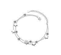 KONFEN Bracciali Argento Donna, Braccialetto Rosario Stella, Bracciali Argento Braccialetto Stelle, Bracciale Doppio, Bracelet Gioielli Gioglieli Regalo Donna Ragazza Anniversario