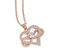 KONFEN Collana Cuore Donna, Collane Oro Rosa con Cuore Infinito Ciondolo in Strass, Collana Gioielli Bigiotteria Donne per Moglie Fidanzata Ragazza Anniversario Natale San Valentino Regali