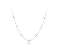 KONFEN Collana Donna, Catena Placcata Oro 18 Carati Regolabile, Zircone Trifoglio Alternato a Zircone Rotondo, Con Ciondolo, Elegante Catena Portafortuna In Argento, Gioielli Regalo Da Donna Amica