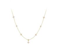 KONFEN Collana Donna, Catena Placcata Oro 18 Carati Regolabile, Zircone Trifoglio Alternato a Zircone Rotondo, Con Ciondolo, Elegante Catena Portafortuna In Oro, Gioielli Regalo Da Donna Amica