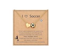 KONFEN Collana Donna, Collana da Calcio, Catena Placcata Oro 14 Carati, Con Accessori a Forma di Cuore, Regalo per Gli Appassionati di Calcio, Gioielli da Regalo per Donna, Gioielli con Ciondolo, Oro