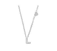 KONFEN Collana Donna In Acciaio Inossidabile, Catena Placcata In Oro 18 Carati Regolabile, Collana Con Iniziale Lettera L e Un Delicato Cuore Sul Lato, Argento, Gioiello Personalizzato Da Donna