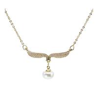 KONFEN Collana Perle Donna, Collane Oro con Coda di Pesce Ciondolo Zirconi, Gioielli Donna Bigiotteria Donne per Moglie Fidanzata Ragazza Anniversario Natale San Valentino Regali Romantici