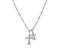 KONFEN Collana Uomo Croce, Collana Ciondolo Croce Catena, Gioielli Cristiani Strass Uomo/Donna, Regalo per Compleanno/Natale/Pasqua/Giorno del Ringraziamento, Argento, Acciaio al Titanio + Lega