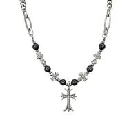 KONFEN Collana Uomo Croce, Collana Ciondolo Croce Catena, Gioielli Cristiani Strass Uomo/Donna, Regalo per Compleanno/Natale/Pasqua/Giorno del Ringraziamento, Argento, Acciaio al Titanio + Lega