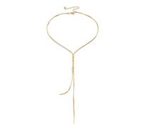 KONFEN Donna Collane lunghe a Y, Elegante collana lunga con nappe a V per abiti da festa, Catena di serpenti in acciaio titanio incrociati Regali per amanti (2 stili, oro/argento)