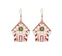 KONFEN Orecchini a Cerchio per le Donne, Orecchini in Lega con Motivo di Casa Innevata Colorata Gioielli Fortunati per le Signore, Piercing Cartilagine Compleanno Anno Nuovo Regali di Natale