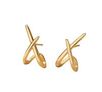 KONFEN Orecchini da donna a forma di croce, orecchini a bottone regolabili con superficie placcata in oro 14 carati Design classico e minimalista Gioielli da donna e ragazza, oro