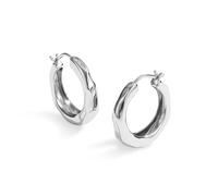 KONFEN Orecchini da donna Creoli Motivo a onde d'acqua, orecchini a bottone cerchio gancio regolabili Gioielli classici lucidi Donna Ragazza, argento