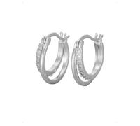 KONFEN Orecchini Donna, Scintillante Zirconi Lucidati Asimmetrici Squisito Piccoli Doppio Cerchio Orecchini Piercing Orecchio, Cartilagine Tragus Helix Anelli Ipoallergenici Gioielli Fantasia Argento