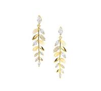 KONFEN Orecchini Pendenti Donna, Foglie Orecchini Pendenti Lunghi, Elegante Orecchini a Nappa Asimmetrica Oro con Zirconi, Orecchini Anallergici Grandi Gioielli Regali per Ragazze