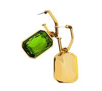 KONFEN Orecchini Pendenti Oro Donna, 18K Orecchini Pendenti con Cristallo Verde, Orecchino Pendente Elegante Orrichine Earrings Nichel Free Anallergici Regali per Ragazze (Oro)