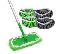 KONFEN Panni di ricambio for Swiffer, 4 pezzi di panni riutilizzabili for Swiffer Sweeper Mop, panno in microfibra in pile di corallo(2 VERDE+2 GRIGIO)
