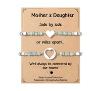 KONFEN Set 2 Pezzi Bracciale Mamma E Figlia Intrecciato Con Cuore Braccialetti Donna Amicizia Kit Regalo Per Ritorno A Scuola Inizio Dell Anno Scolastico (Rosa)