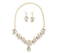 KONFEN Set di Gioielli da Donna, Gioielli Scintillanti con Ramo Catena Regolabile Collana Orecchini a Foglia Set di Gioielli, Regali di Matrimonio Accessori per Costumi 2 Pezzi, Bianco