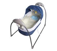Konfiur Altalena elettrica a 3 velocità per bambini fino a 12 kg, con telecomando e Bluetooth, unica app per smartphone, con cuscino, zanzariera, bambola (blu)