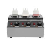 Konfiur Scalda salse da 240 W, 3 pentole, in acciaio inox, scalda salse al cioccolato, scalda salse elettrico commerciale, macchina per conservazione del calore per marmellate (30 °C - 85 °C)