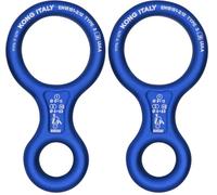 Kong. 8 Classic - Discensore in Alluminio. Controllo Fluido della Discesa. Per Corde 9-12mm. Leggero e Resistente. Made in Italy. Certificato EN 15151-2 UIAA. Peso 110g. Blu (Confezione da 2)