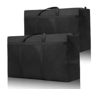 Kongming 2 pezzi Sacchi Neri Grandi Resistenti 600D Oxford, 180L Borsa Impermeabile Borse Trasloco con Cerniere per Vestit Storage e Trasloco
